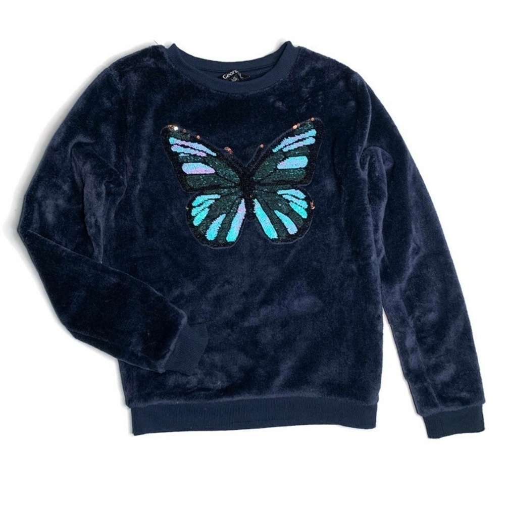 George girls 10-12Y sequence butterfly teddy sweatshirt